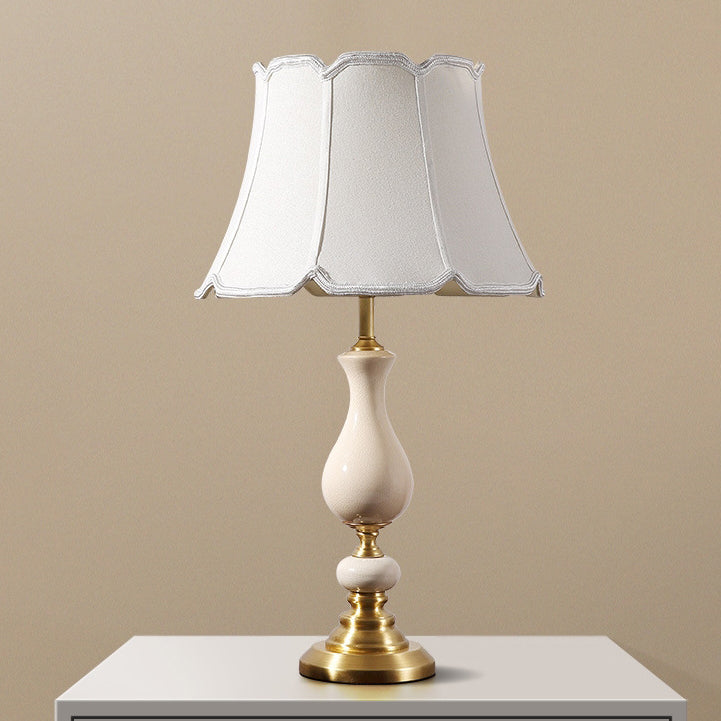 Trapezoidal Vase Ceramic Fabric Table Lamp
