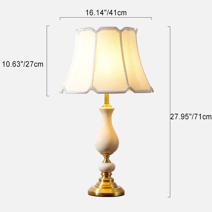 Trapezoidal Vase Ceramic Fabric Table Lamp