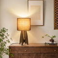 Wood Fabric Cylinder Bedroom Table Lamp