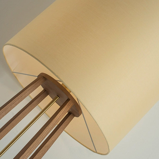 Wood Fabric Cylinder Living Floor Lamp
