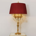 Copper Crystal Fabric Cylinder 5-Light Table Lamp