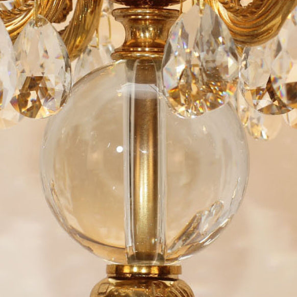 Copper Crystal Fabric Cylinder 5-Light Table Lamp