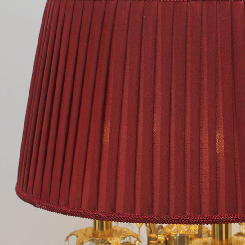 Copper Crystal Fabric Cylinder 5-Light Table Lamp