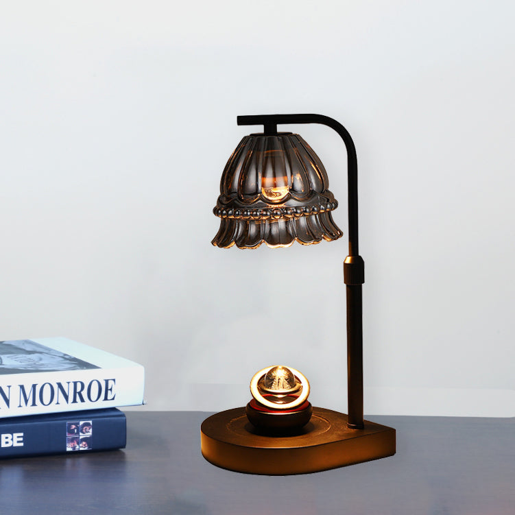 Flower Type Wooden Glass Table Lamp
