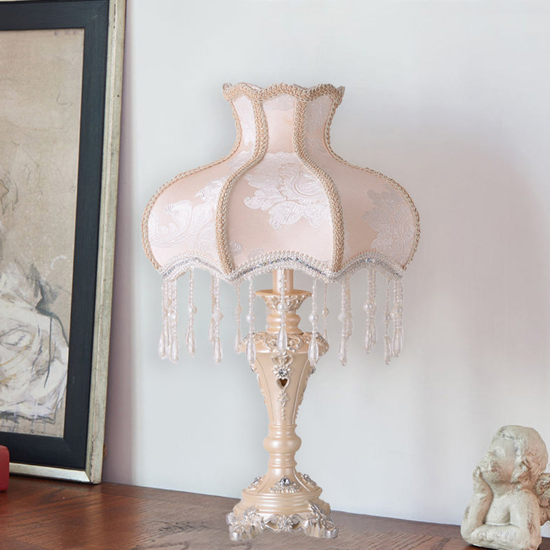 Round Tasseled Vase Fabric Table Lamp