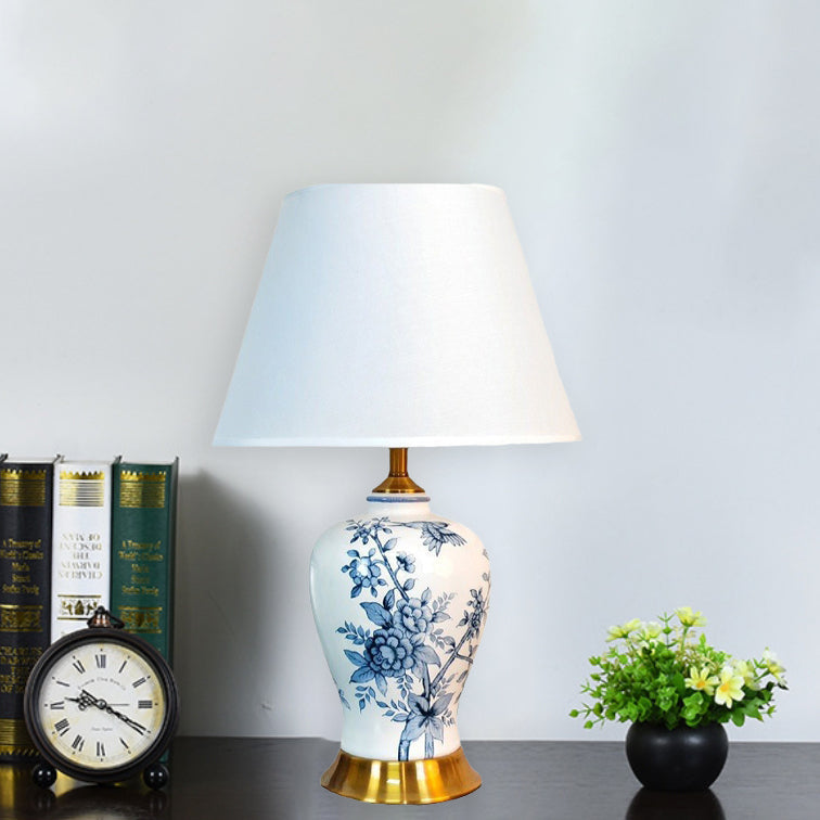Fabric Ceramics Vase Bedroom Table Lamp