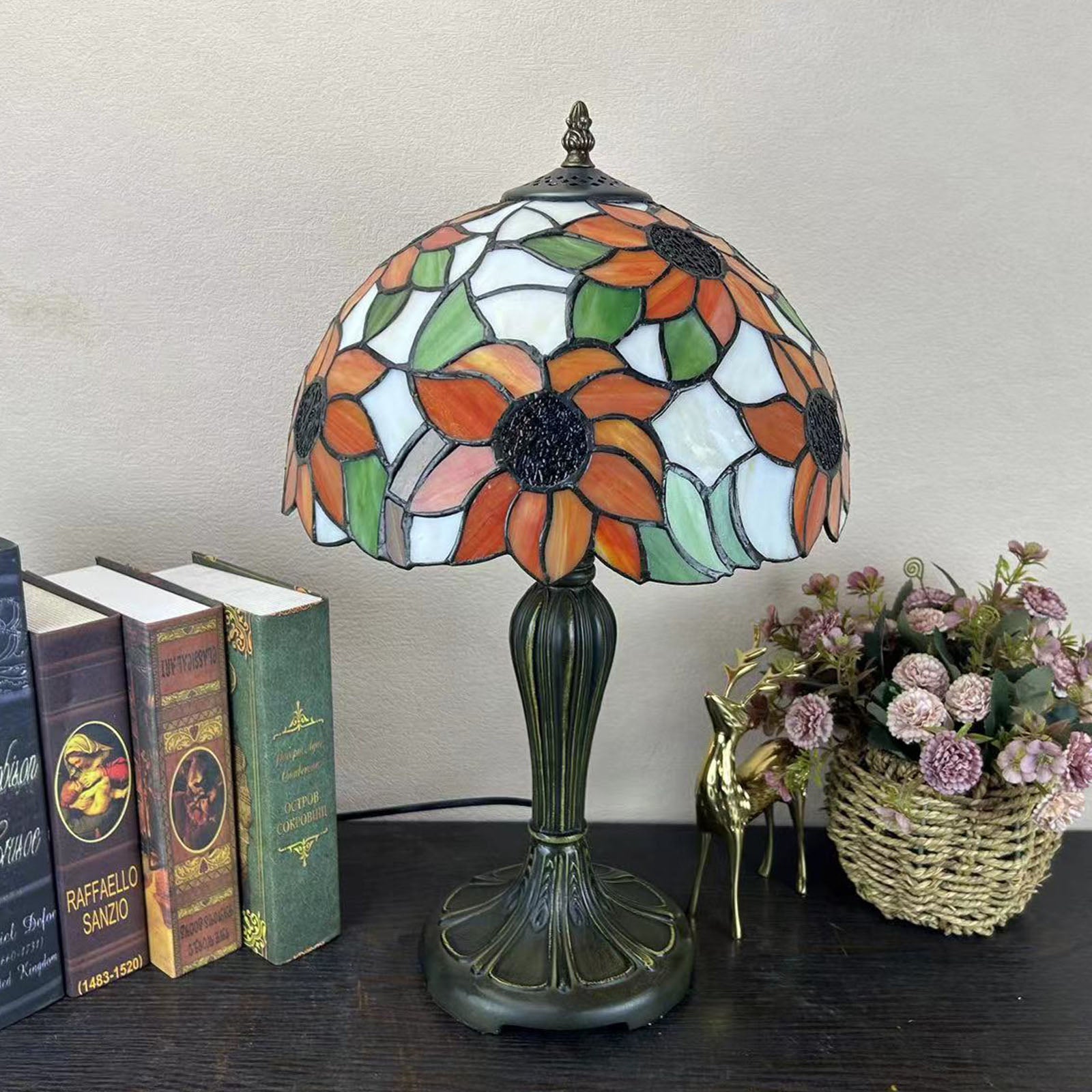 Metal Glass Dome Grape Table Lamp