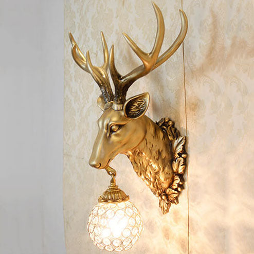 Deer Head Resin Wall Lamp
