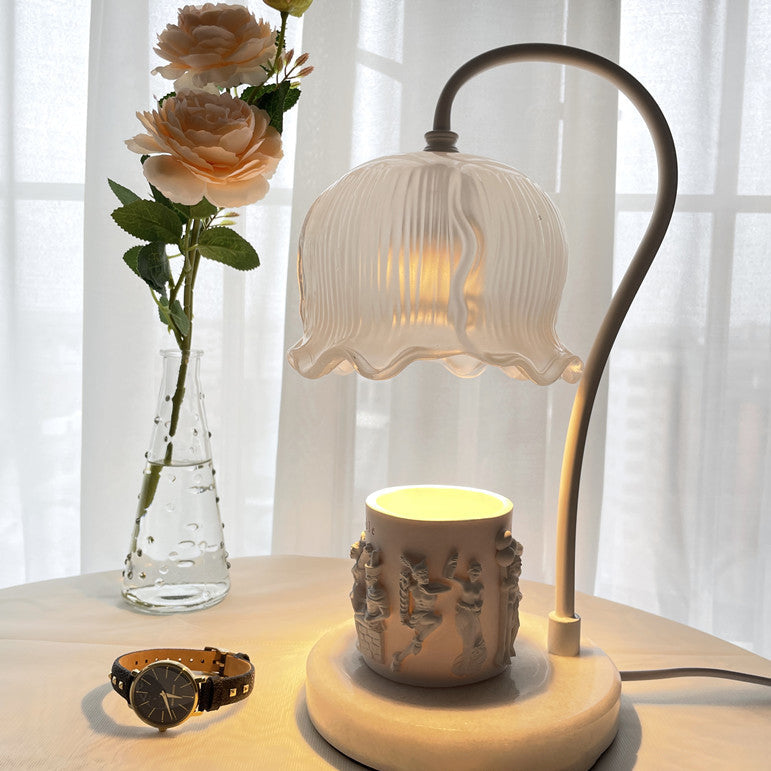 Flower Glass Marble Melting Table Lamp