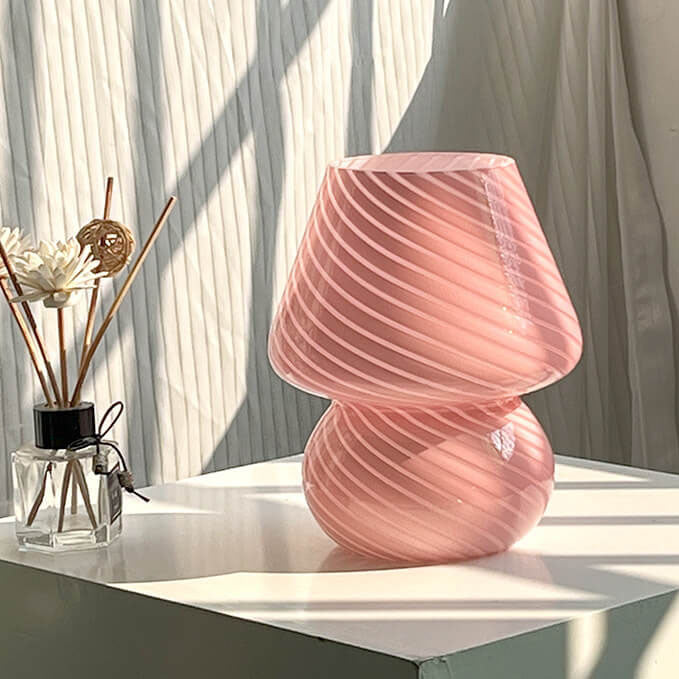 Striped Mushroom Glass Table Lamp