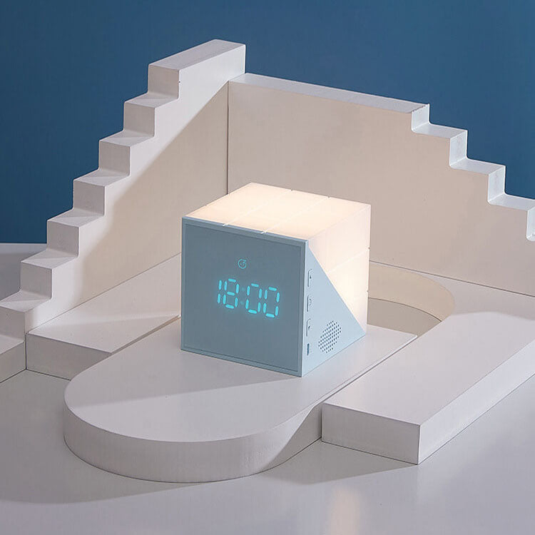 Rubik's Cube Clock Night Table Lamp
