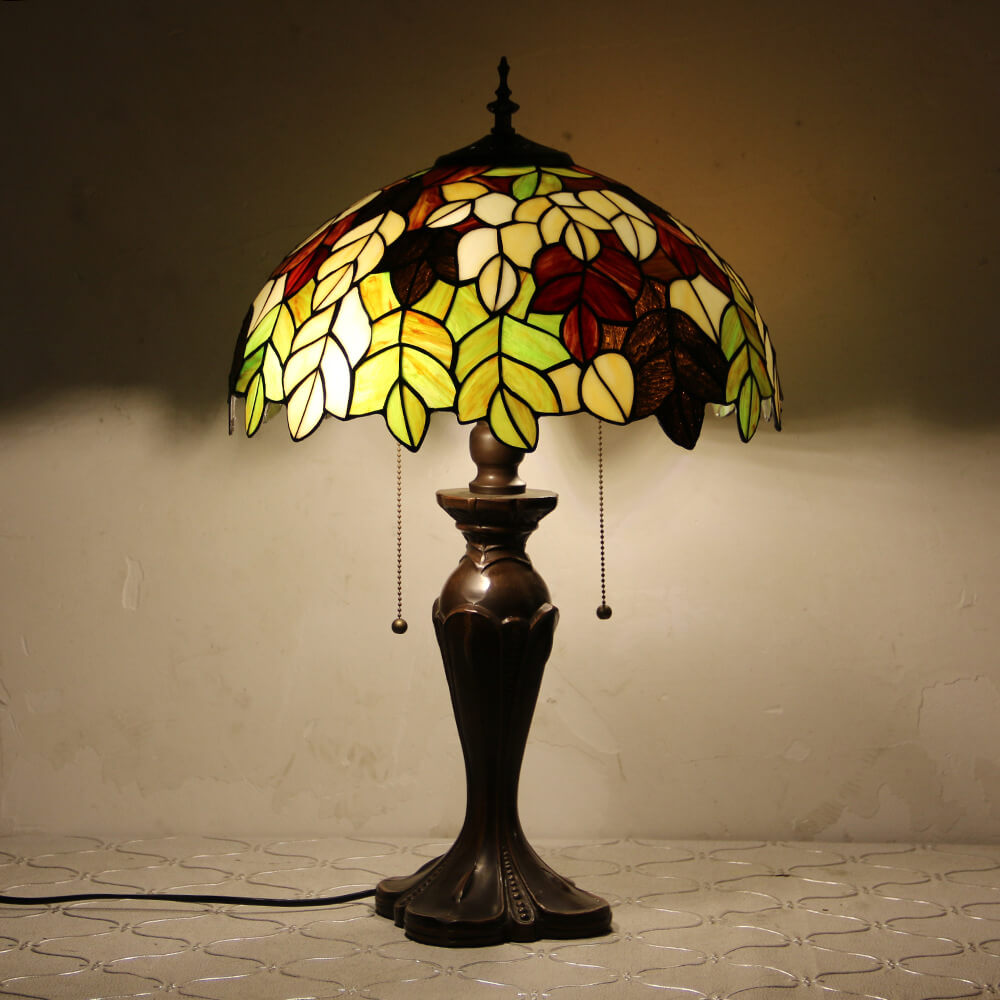 Flowers Stained Glass Pull Table Lamp