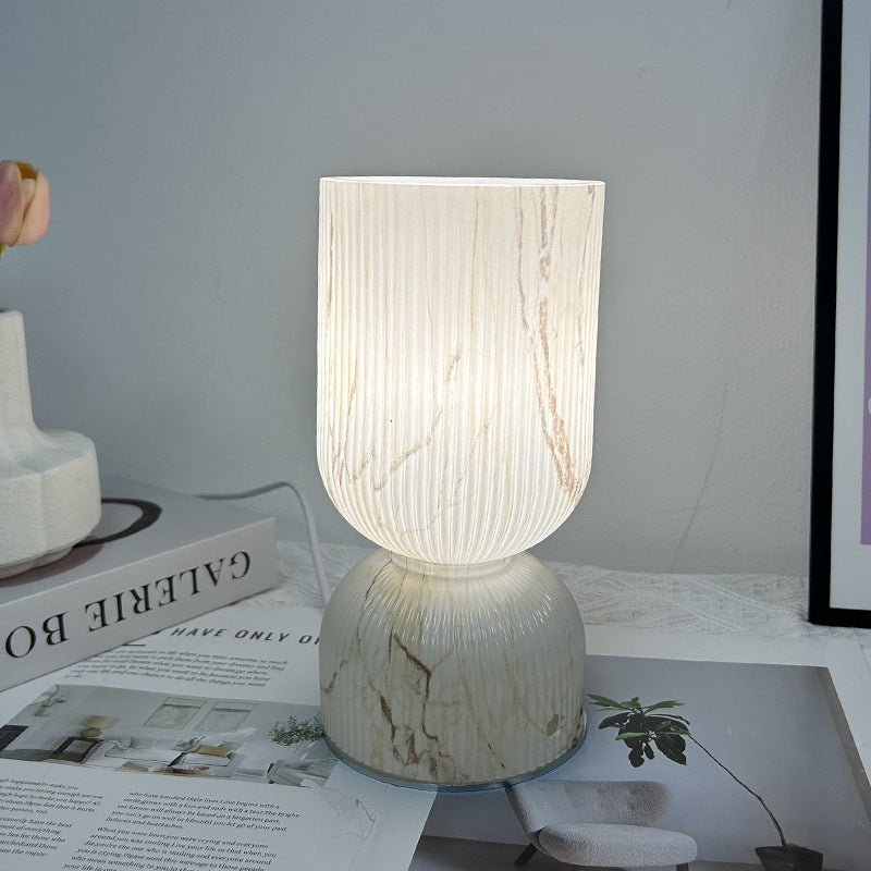 Cylinder Funnel Glass Bedroom Table Lamp
