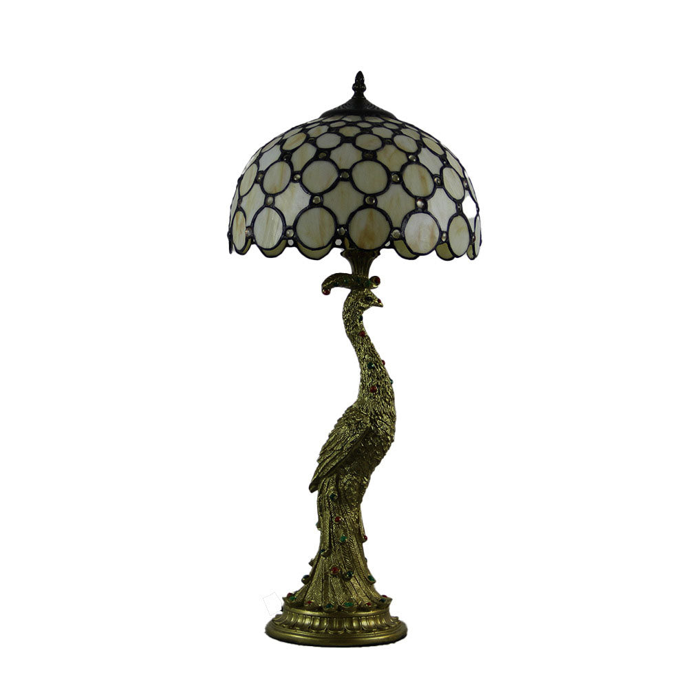 Peacock Gem Dome Glass Table Lamp