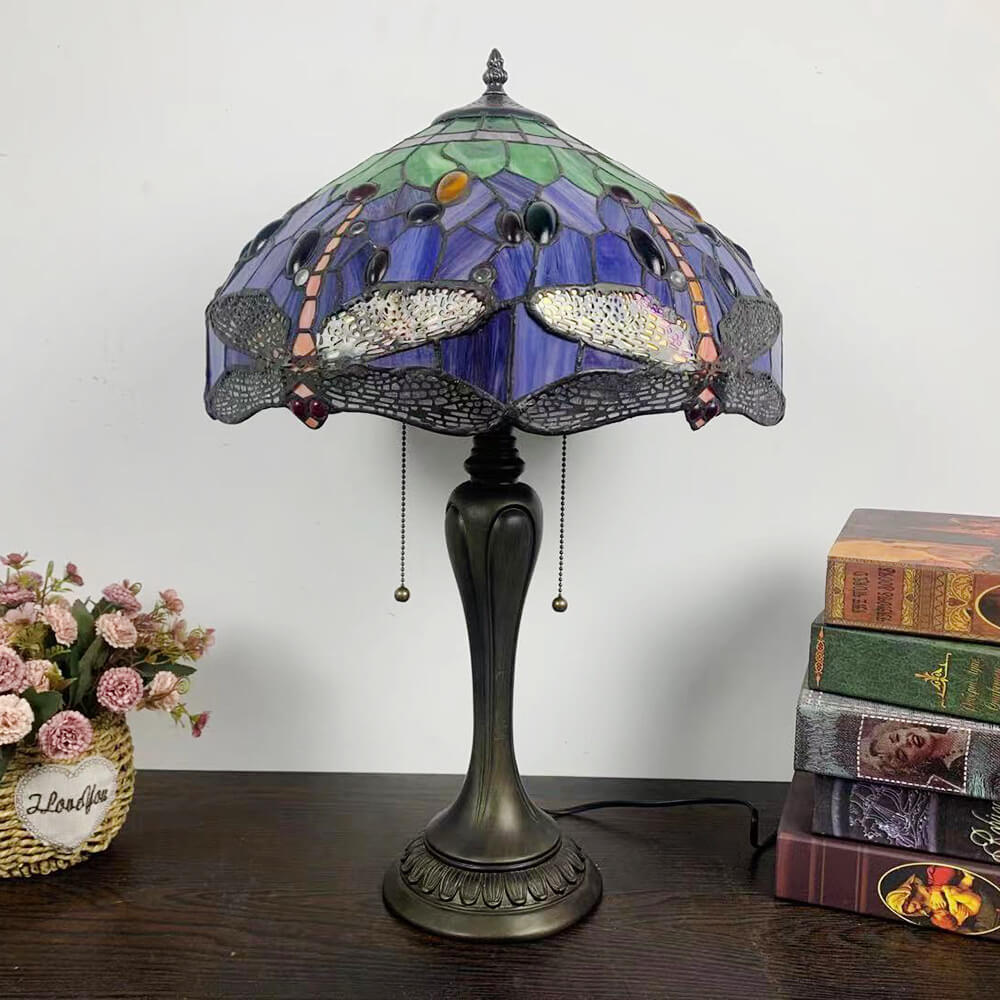 Umbrella Flower Dragonfly Alloy 2-Light Table Lamp