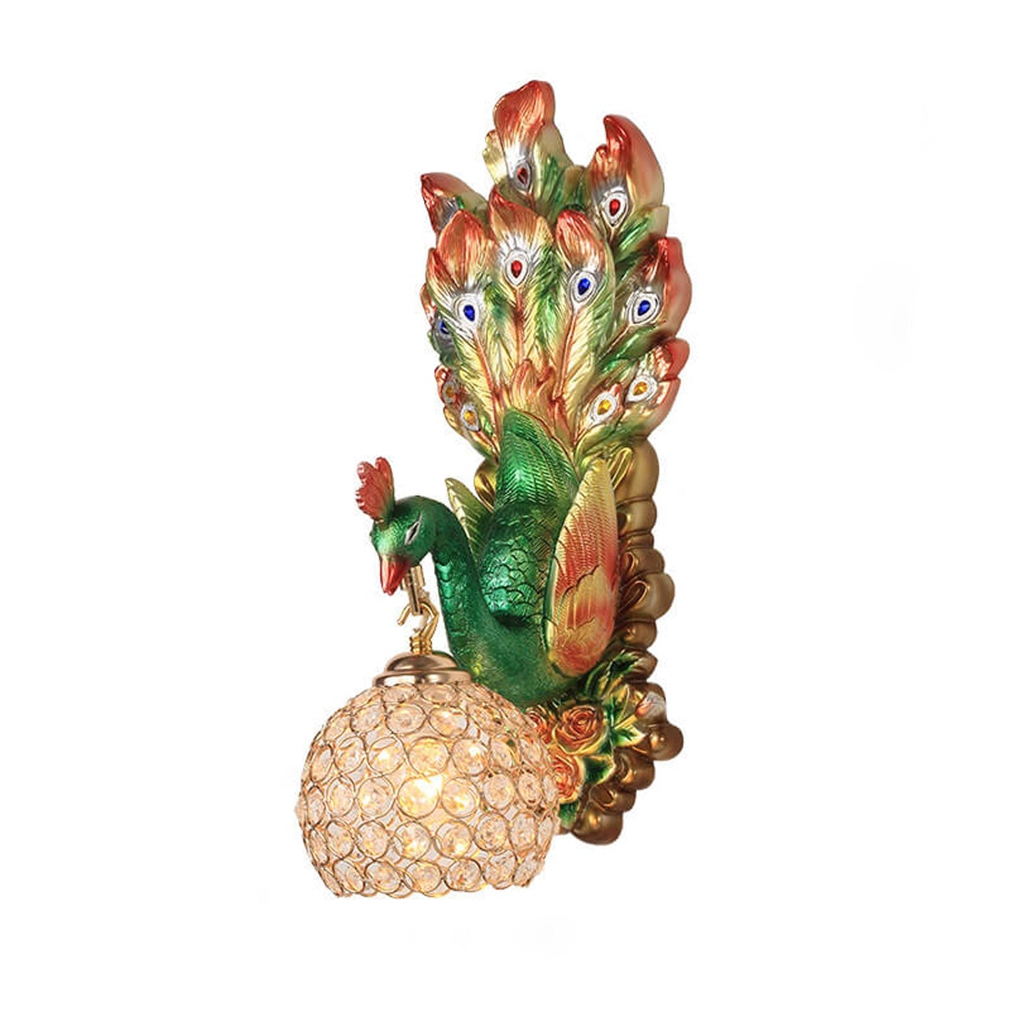 Peacock Resin Glass Wall Lamp