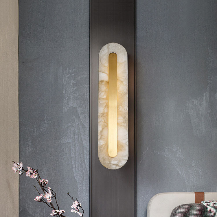 Brass Marble Oval Square Wall Lamp
