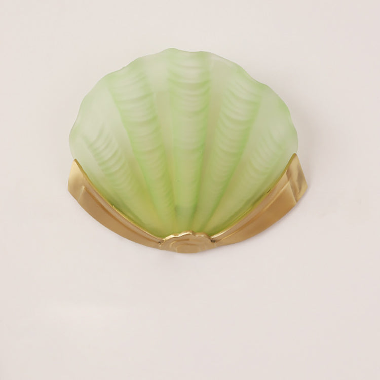 Shell Brass Glass Living Wall Lamp