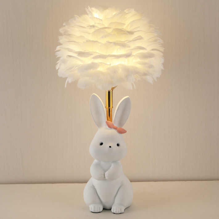Rabbit Feather Orb Metal Table Lamp