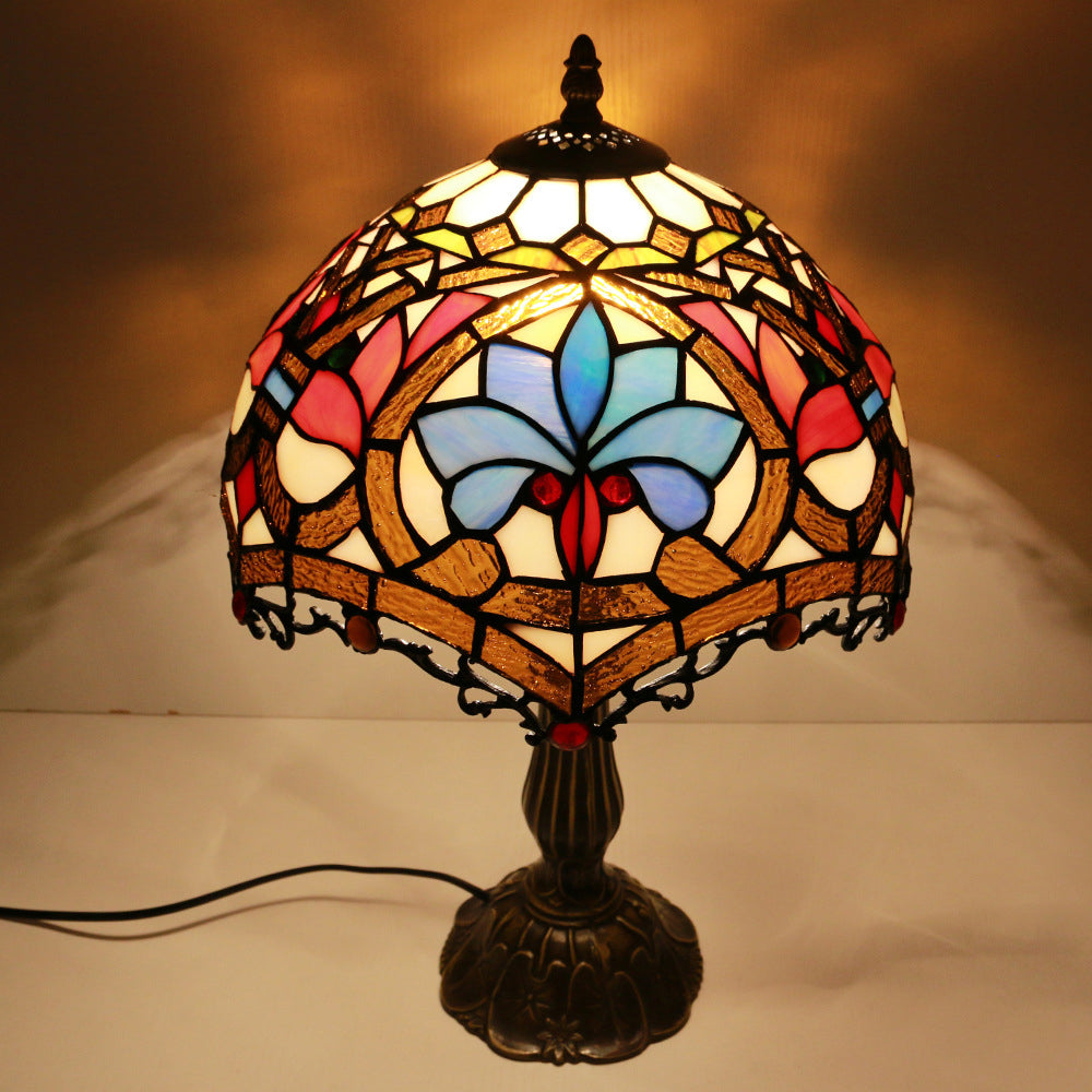 Stained Glass Dome Lotus Table Lamp