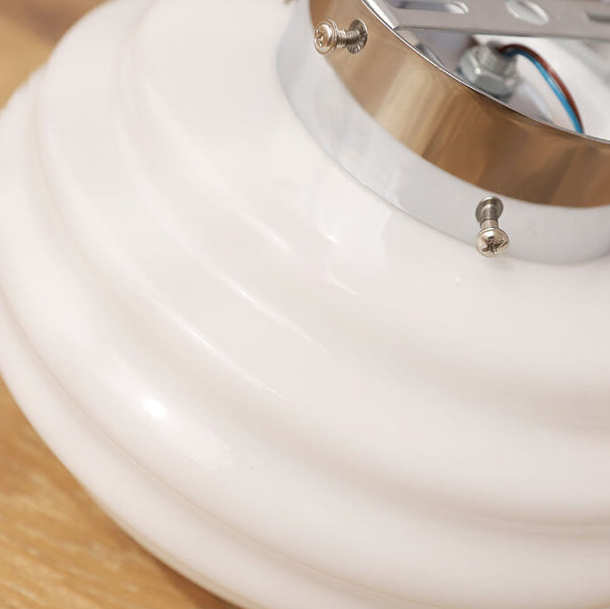 Cream Wave Round Glass Wall Lamp