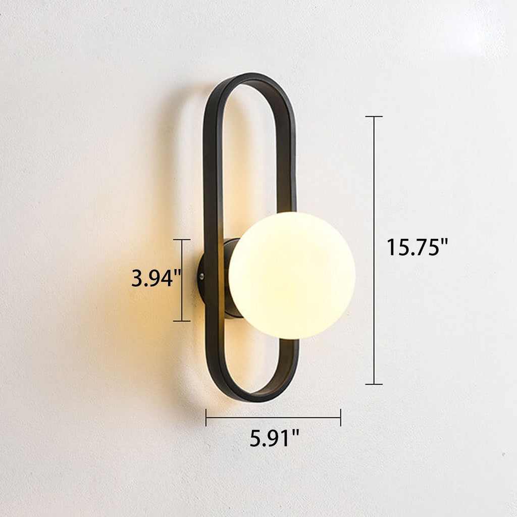 Oval Ring Iron Glass Wall Lamp