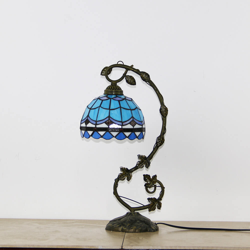 Rose Stained Glass Vine Table Lamp