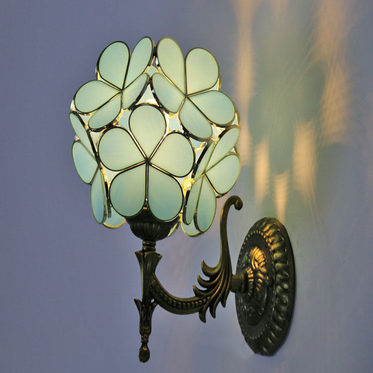 Flower Shaped Glass Metal Wall Lamp