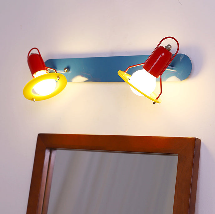 Childlike Colorful Geometric Iron 2-Light Wall Lamp