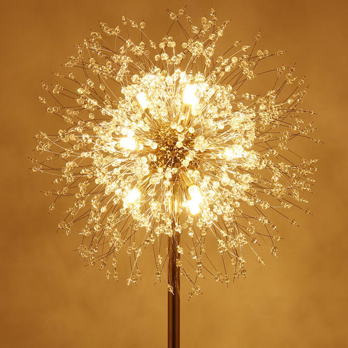 Dandelion Crystal Aluminum Marble 9-Light Floor Lamp