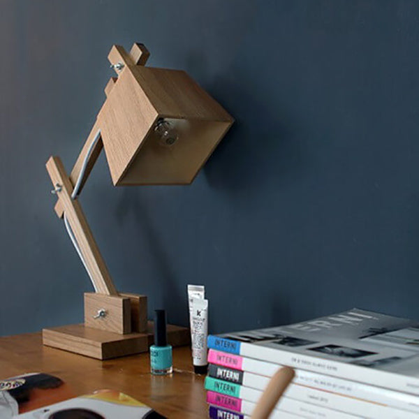 Solid Wood Cone Long Table Lamp