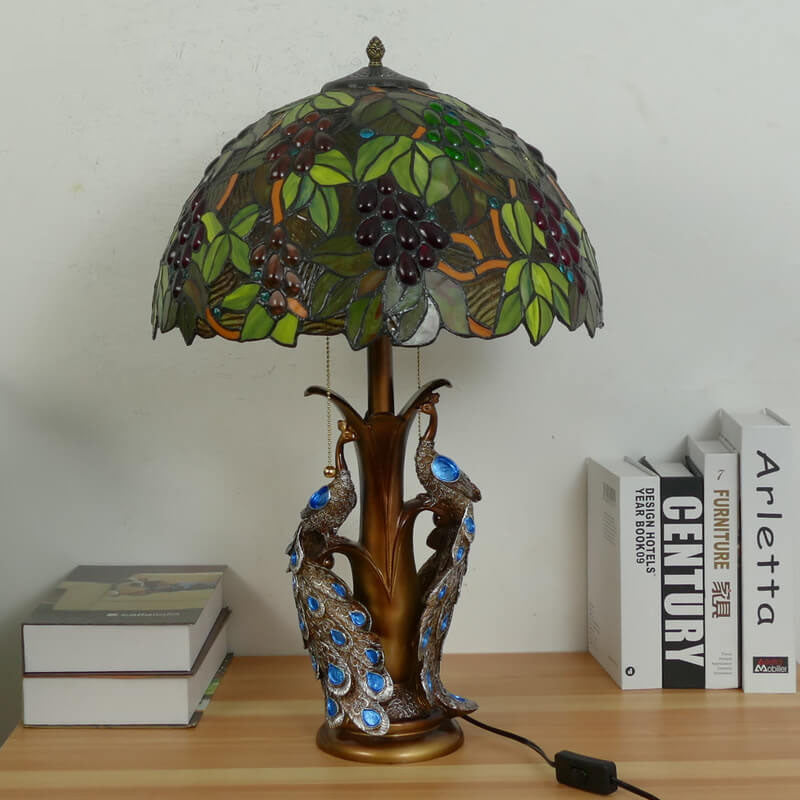 Stained Glass Resin Dome 2-Light Table Lamp