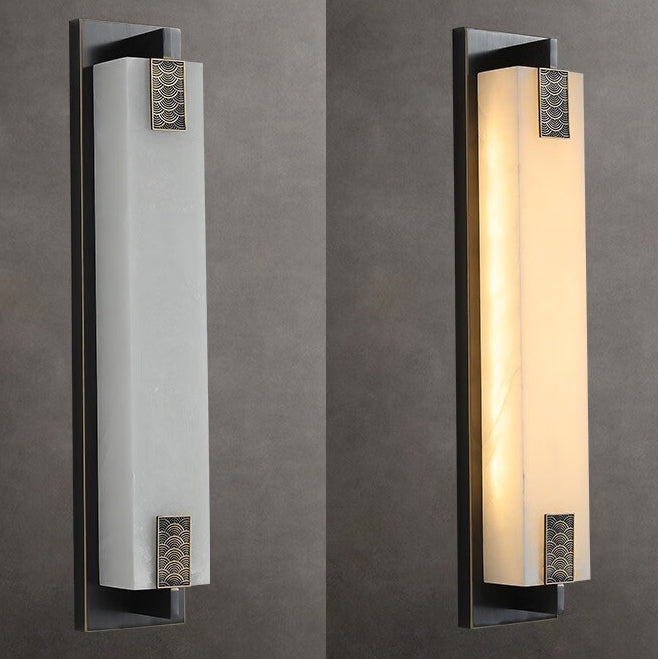 Rectangular Copper Marble Patio Outdoor Light