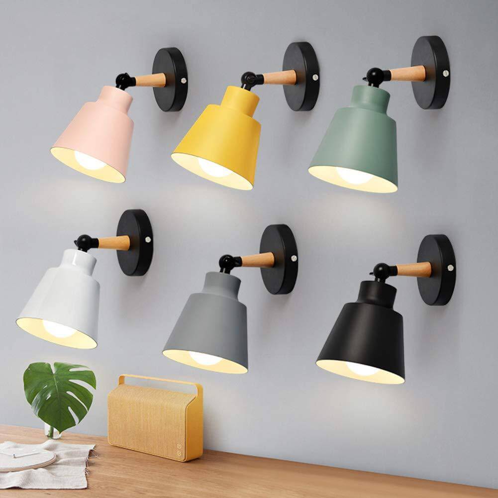 Macaron Color Solid Wood Wall Lamp