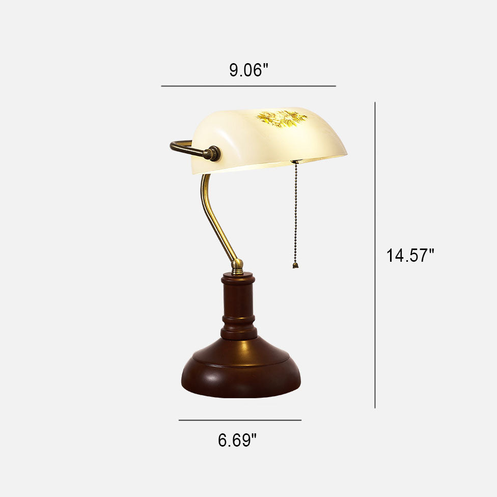 Solid Wood Glass Bank Table Lamp