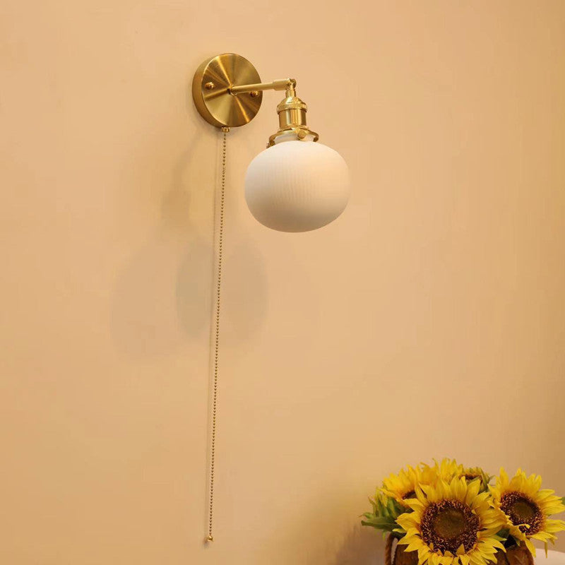 Brass Round Vanity Bedroom Wall Lamp
