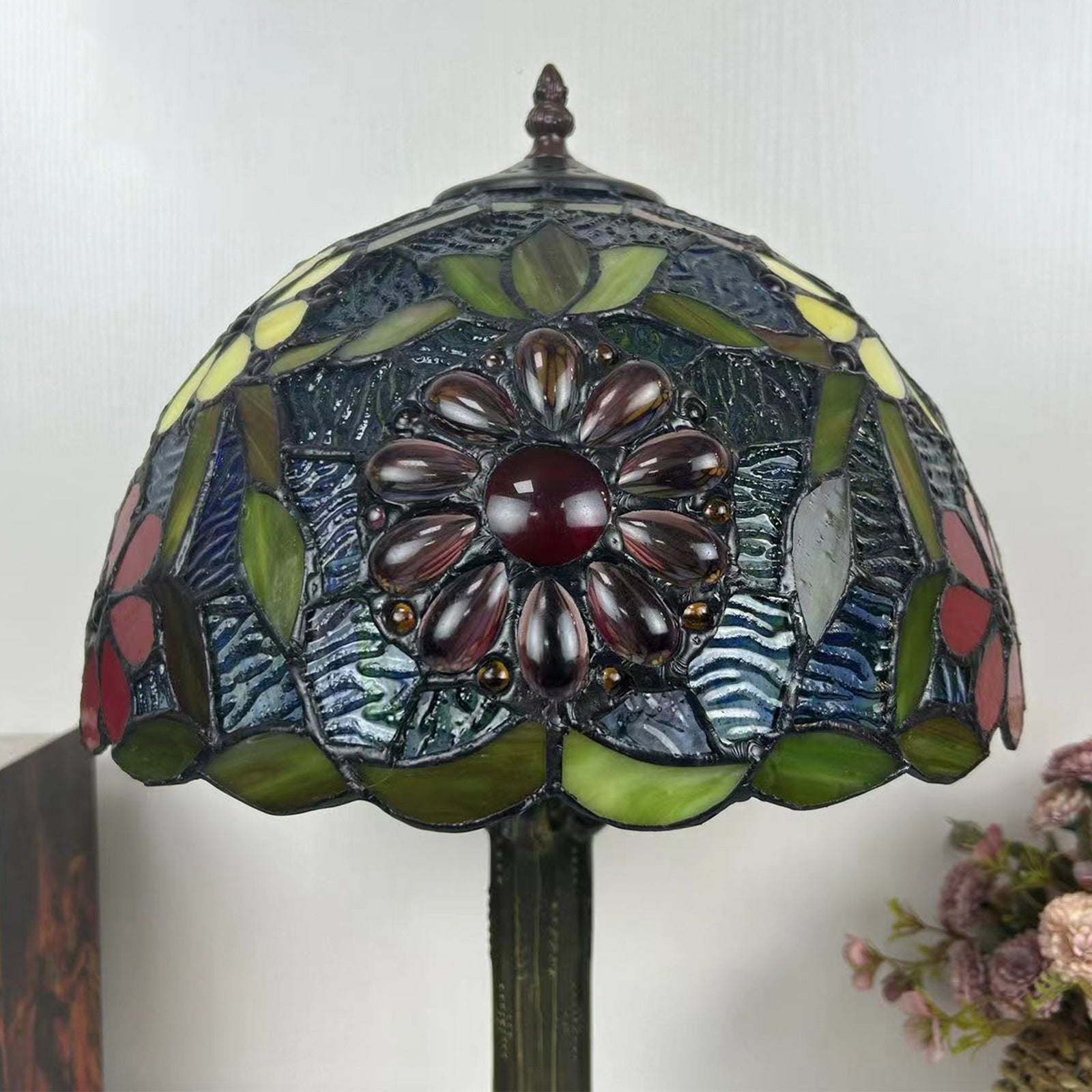 Dome Flower Iron Glass Table Lamp