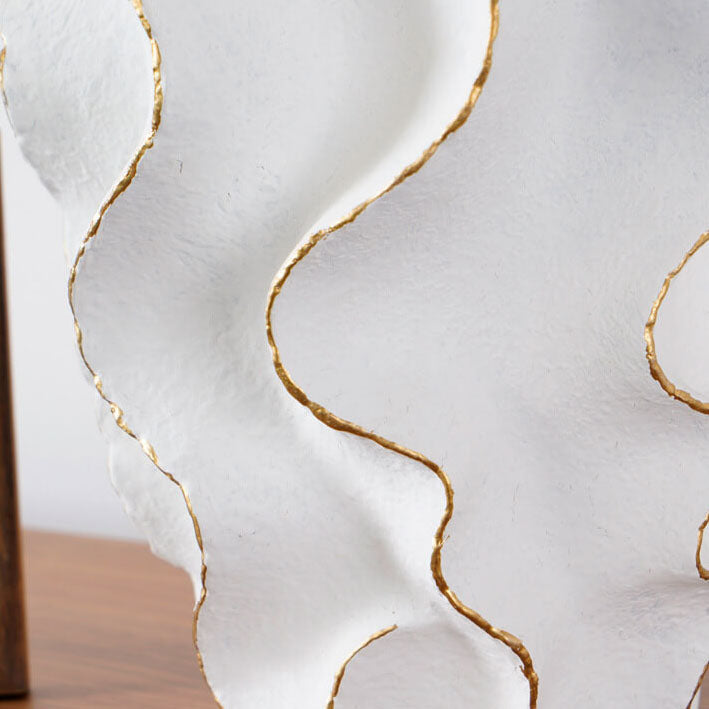 White Fabric Striped Resin Table Lamp