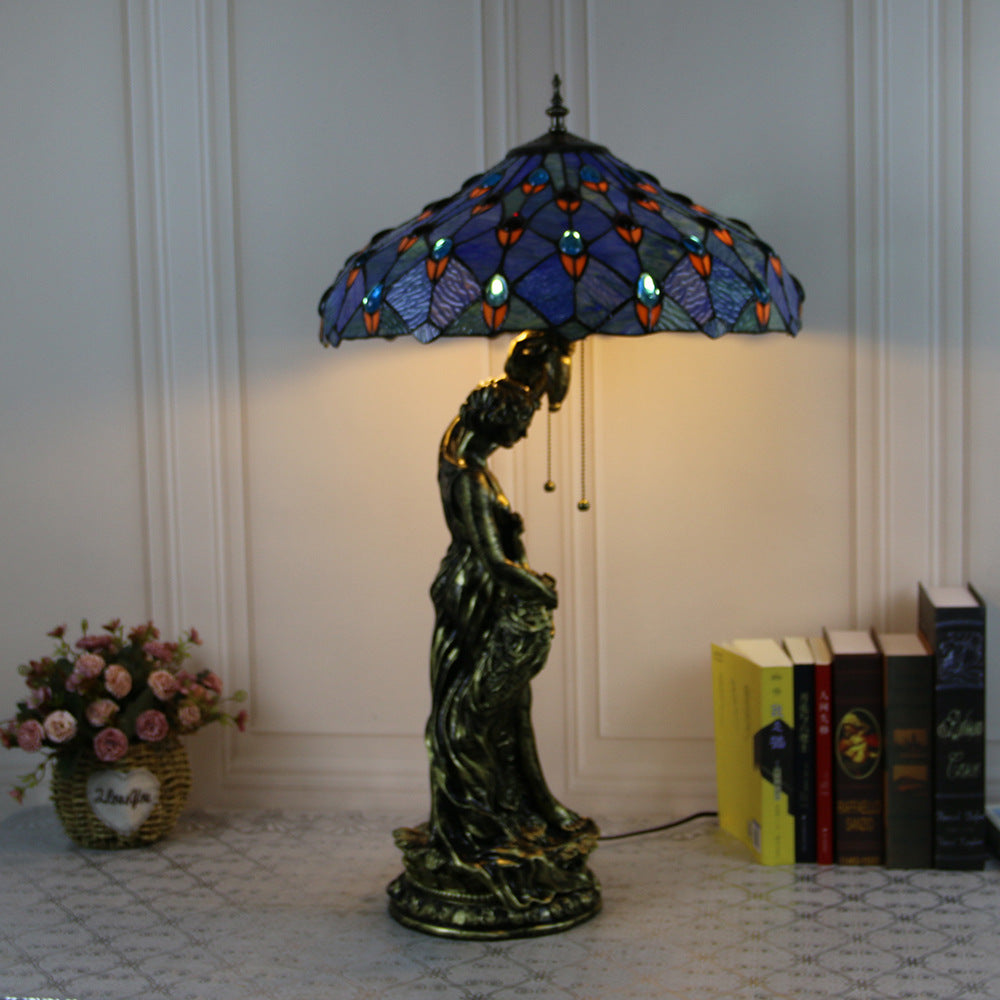 Stained Glass Beauty Resin 2-Light Table Lamp