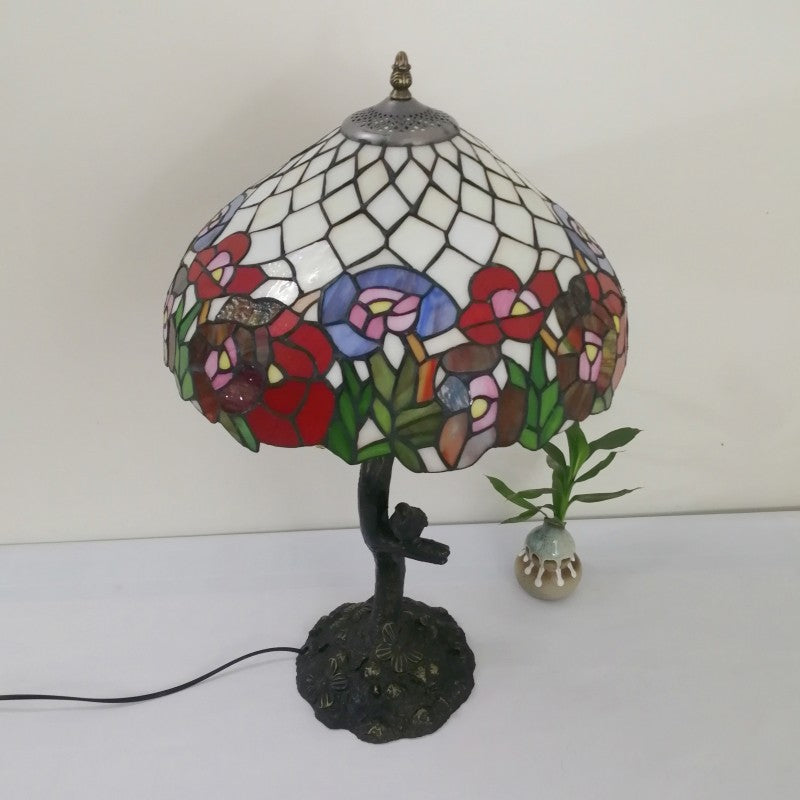 Flower Stained Glass Resin 2-Light Table Lamp