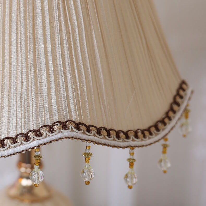 Fabric Floral Glass Plating Table Lamp