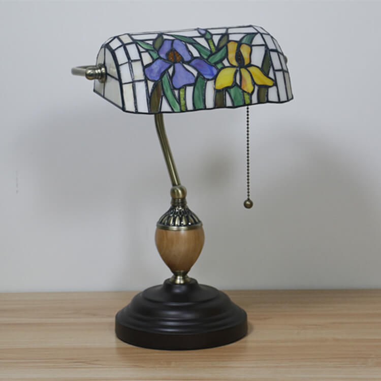 Flower Glass Banker Table Lamp