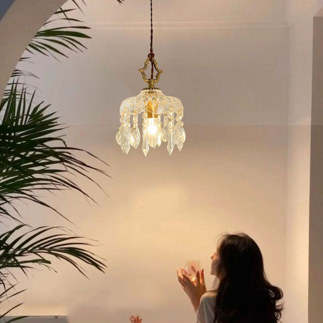 Brass Crystal Glass Wall Lamp