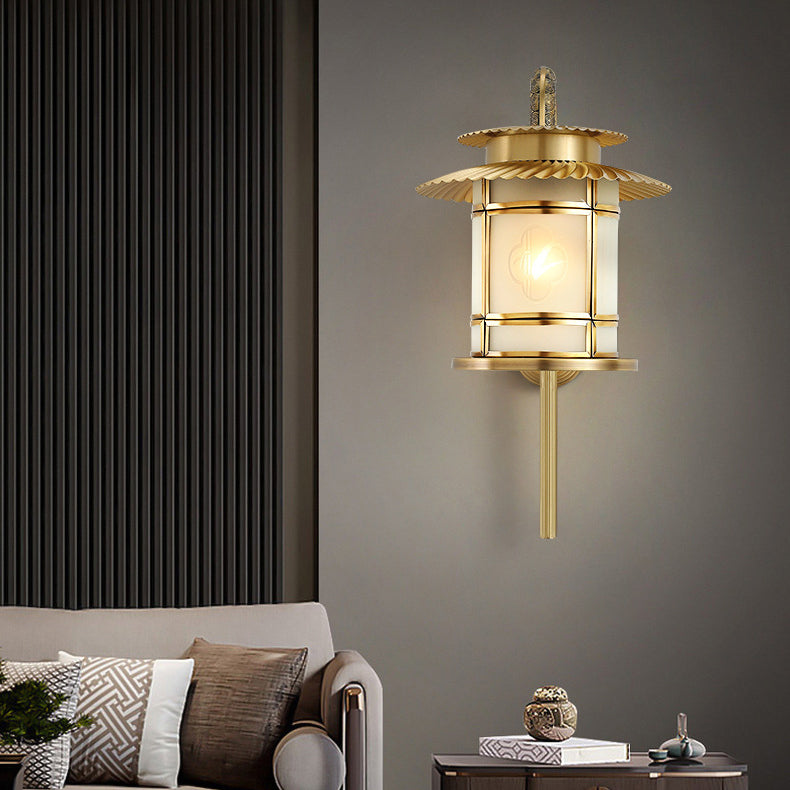 Copper Lantern Design Hallway Wall Lamp