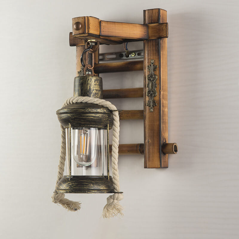 Wood Iron Wall Lamp