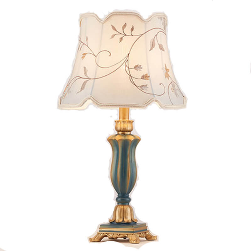 Round Fabric Resin Classical Table Lamp