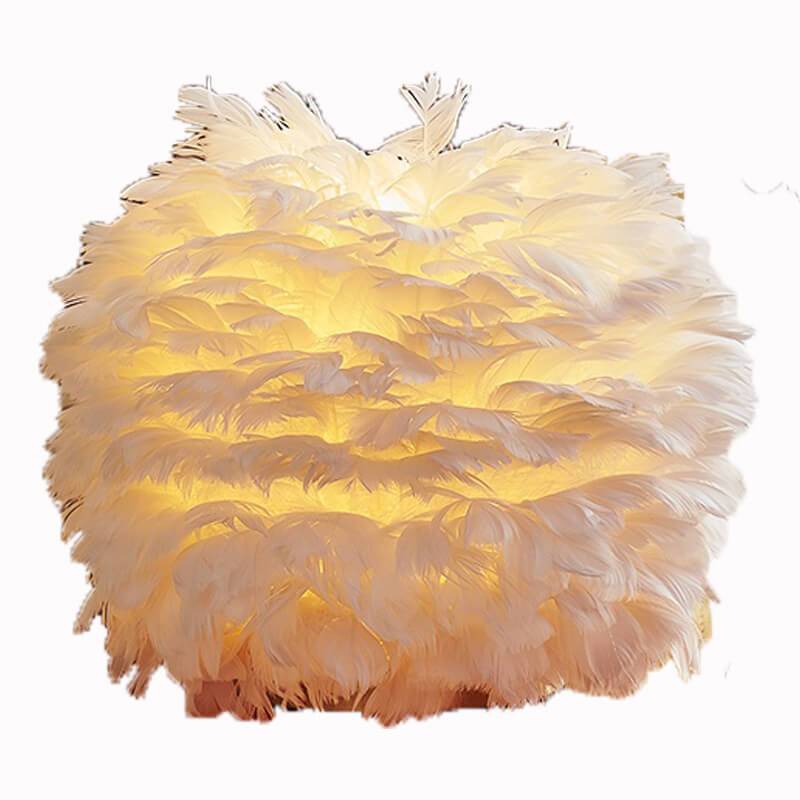 Feather Ball-Shaped Table Lamp