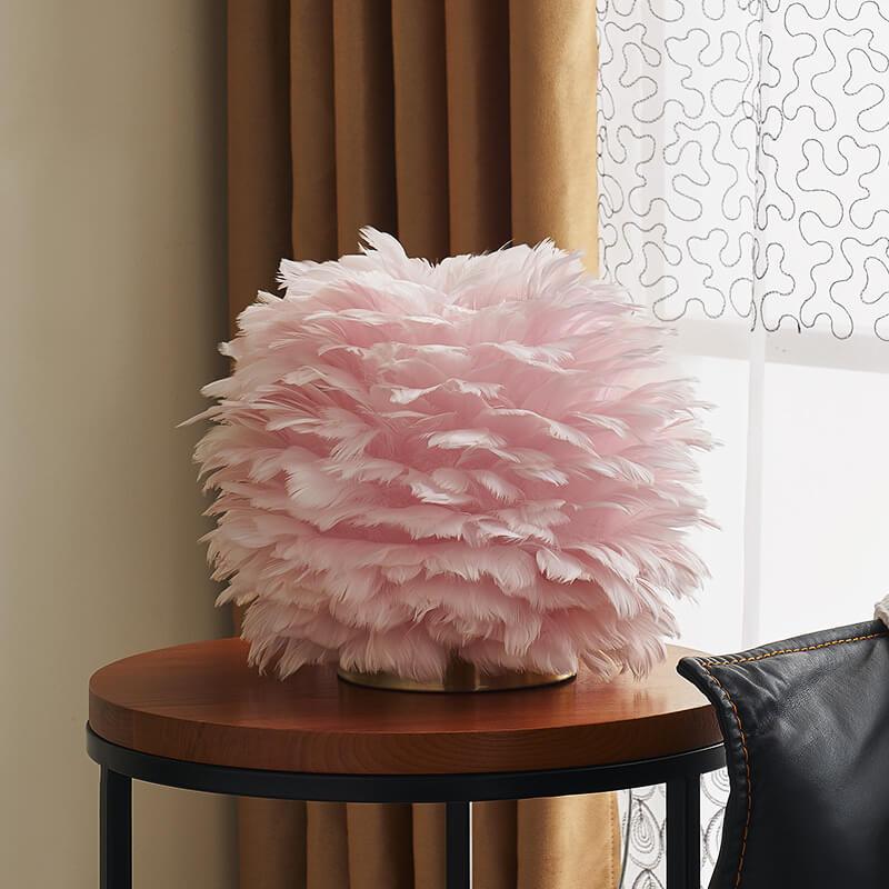 Feather Ball-Shaped Table Lamp