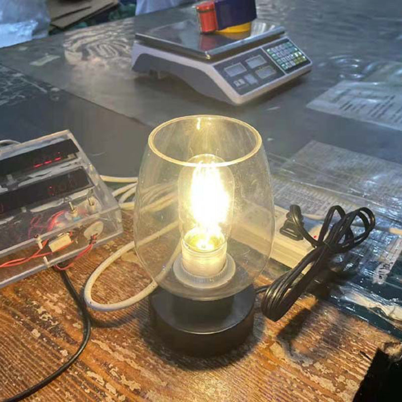 Flat Round Glass Iron Table Lamp