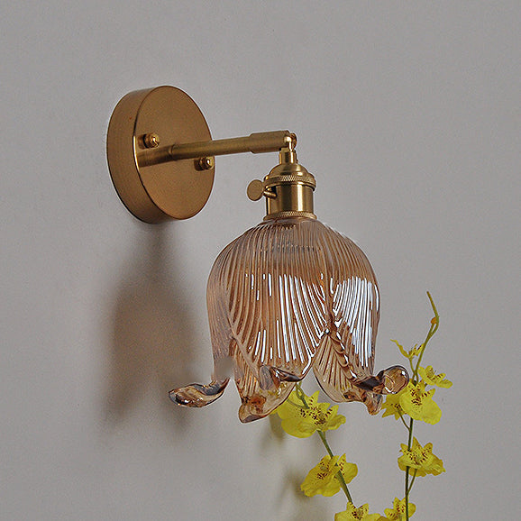Brass Glass Bell Flower Wall Lamp